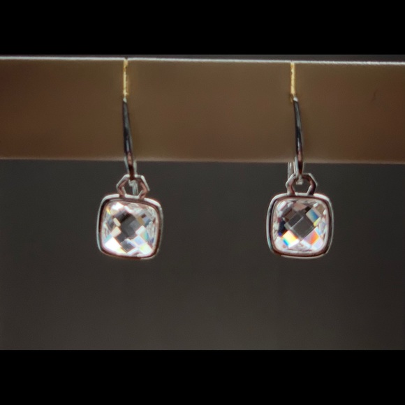 Origami Owl Silver Swarovski Crystal Drop Earrings - NWT - Picture 3 of 3
